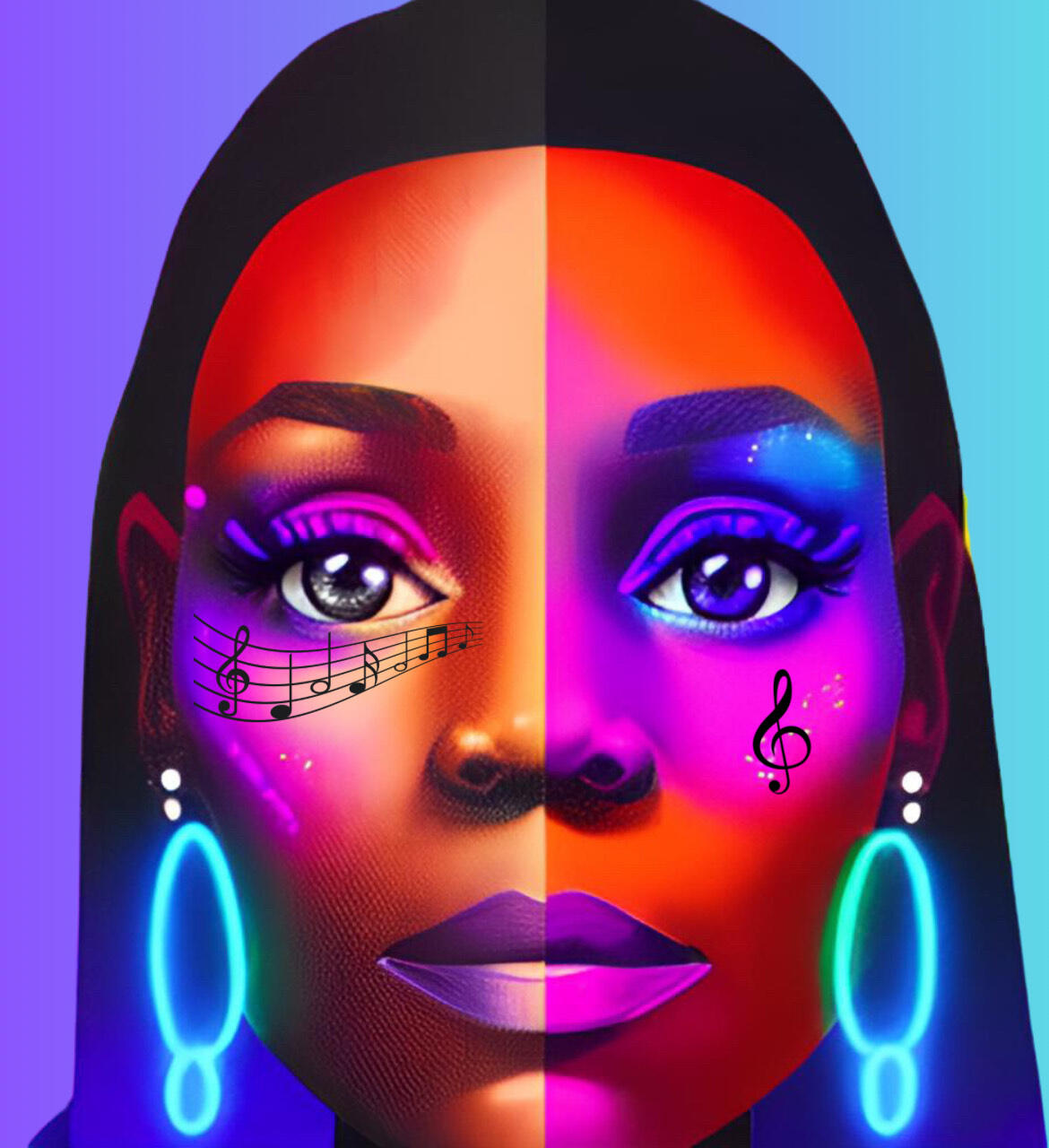 Bathshua Jether — Artist, Author, Composer, Publisher, and Creator of Intentional Art & Holistic Wellness Practitioner Striking 3D portrait of Bathshua Jether, merging color, music, and light to reflect intentional, transformative creativity.